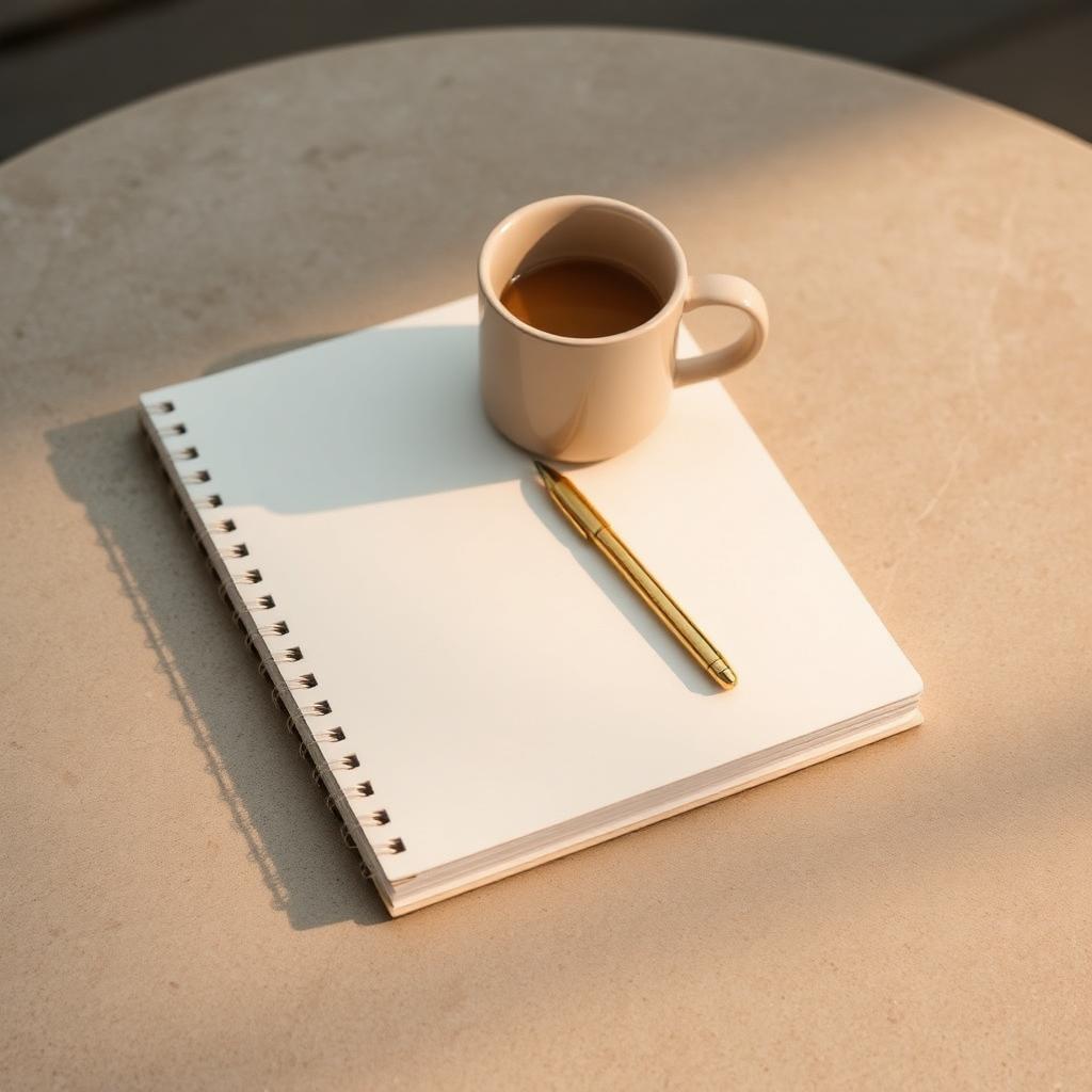 Carnet et tasse de café — focus, clarté, action, impact